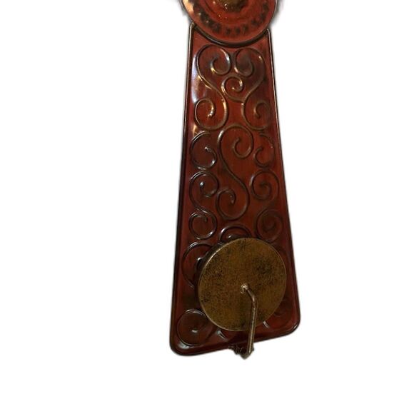 Rustic Trad Wall Decor 18"x11" Reddish Brown Metal Hanging Cross Candleholder - Picture 2 of 3